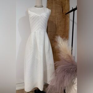 Maje White Fit and Flare Spaghetti Strap Dress